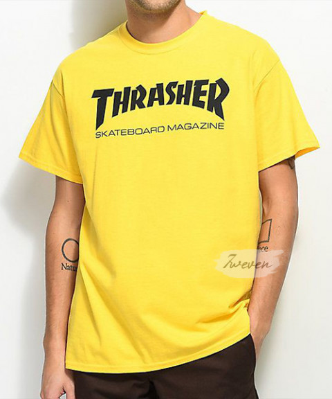 THRASHER TEXT YELLOW T-SHIRT